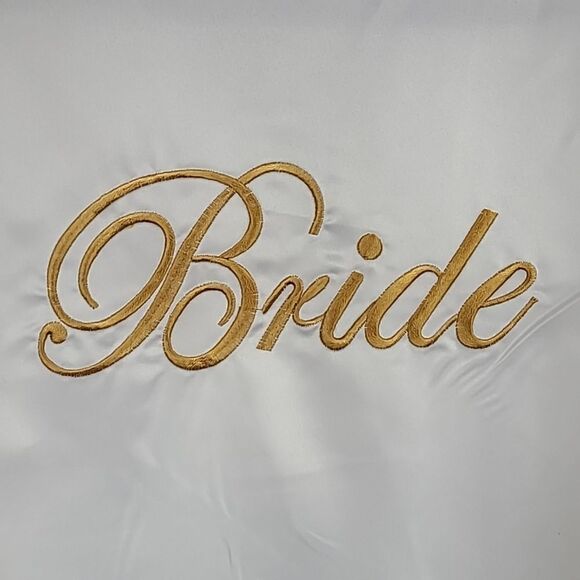 NEW Plus Size BRIDE White Satin Embroidered Wedding Day Robe XL-XXL Honeymoon - Picture 3 of 5